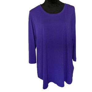 LOGO 1X Women’s Purple Cotton Modal 3/4 length sleeve Top